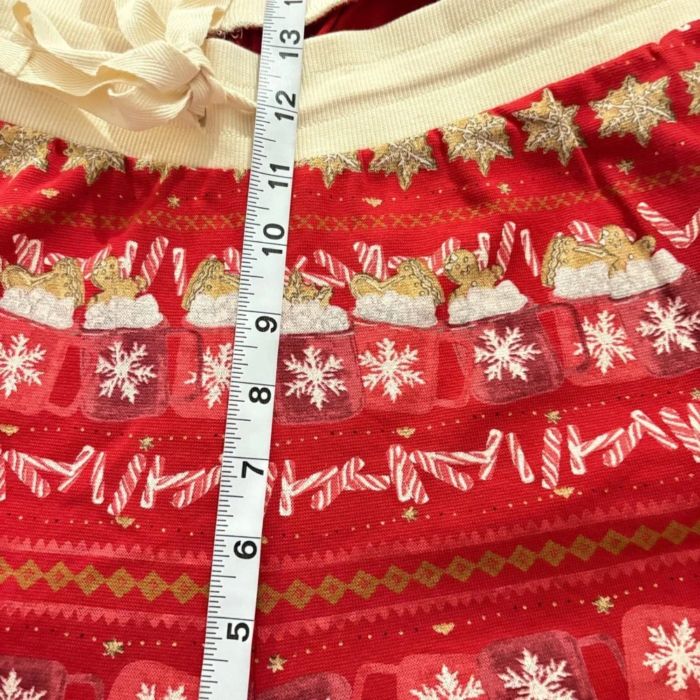 Burt's Bees Baby Women XXL Organic Cotton Holiday Pajama Set Red Gingerbread